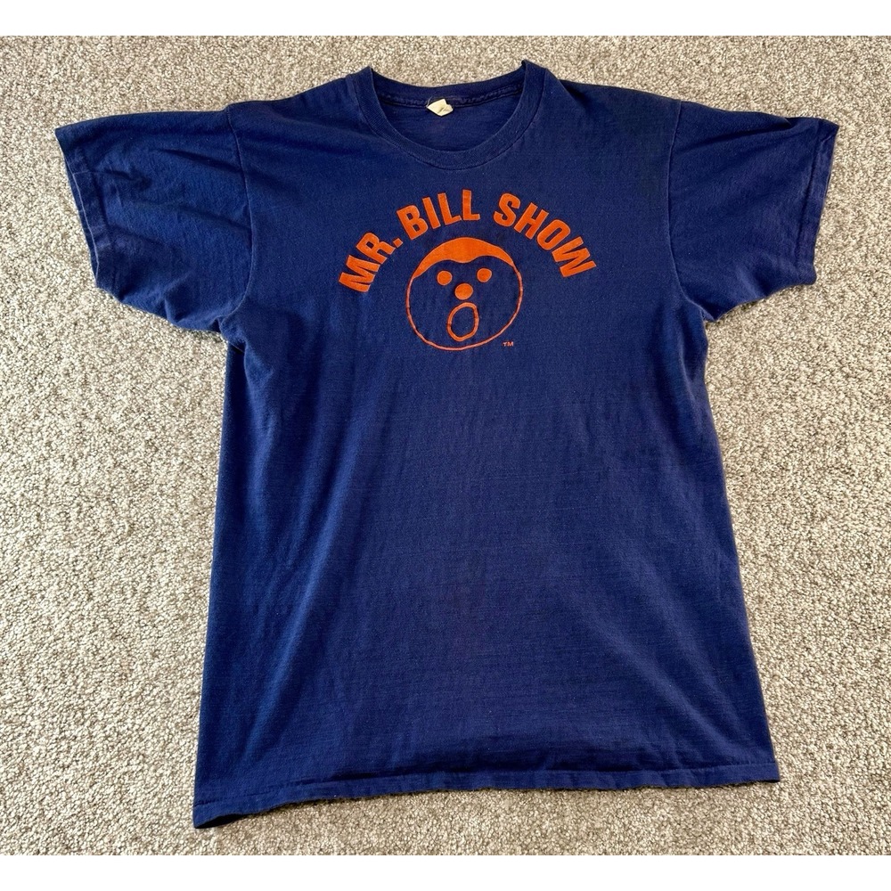 Vintage Mr Bill Show Single Stitch T-Shirt Size Large L SNL Navy Blue 80s